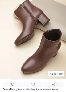 Stylish Brown Block Heel Ankle Boots