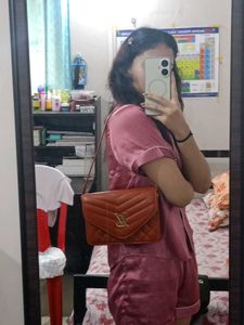 Stylish Brown Quilted Crossbody Bag