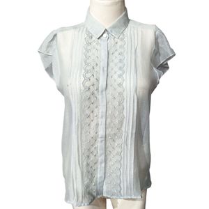 Sheer Textured Button-Up Top