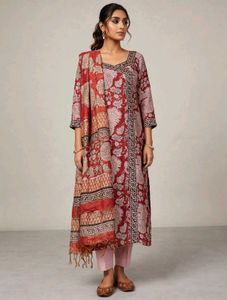 Maroon Floral Print Kurta