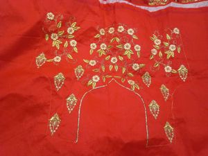 Stunning Orange &amp; Red Embroidered Lehenga Choli