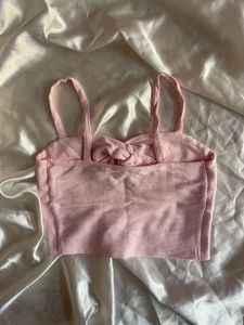 Pink Twisted Cutout Crop Top
