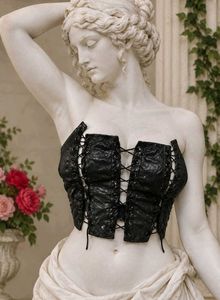 Lace-up Faux Leather Corset Top