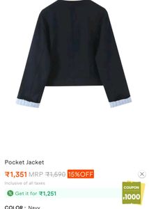 Navy Pocket Jacket - Stylish &amp; Chic