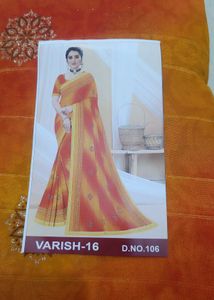 Vibrant Orange &amp; Yellow Ombre Saree