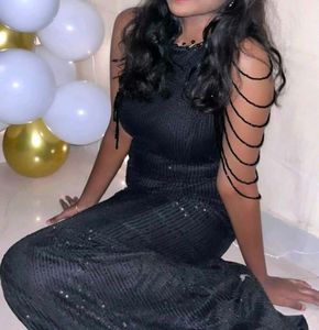 Sparkling Black Sequin Gown