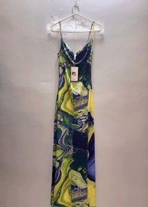 Abstract Print Spaghetti Strap Maxi Dress