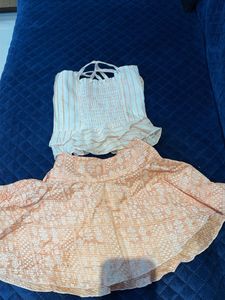 Striped Smocked Top and Skirt Set