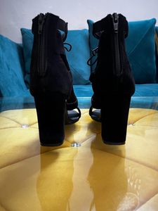 Laced Gladiator Suede Heels