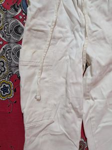 White Paperbag Waist Pants