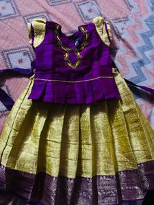 kids lehaga choli Yellow and Pink Baby Dress 6-12