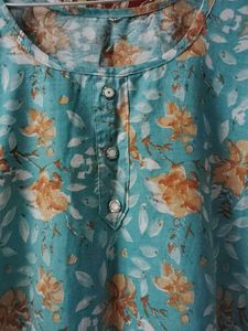 98.Teal Floral Print Kurta