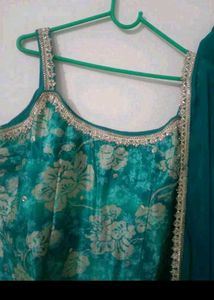 partywear padded Elegant Teal Floral Palazzo Suit