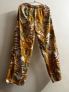 Tropical Print Wide-Leg Pants
