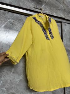 Vibrant Yellow Embroidered Kurta