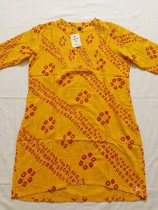 Vibrant Yellow Bandhani Kurti
