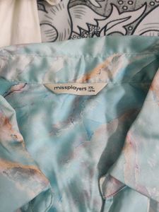 Flowy Marble Print Collared Shirt