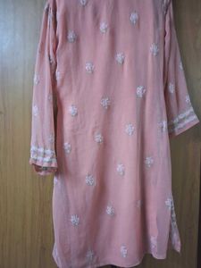 Peach Chikankari Kurti