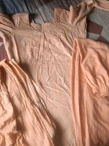Peach Embroidered Kurta Set