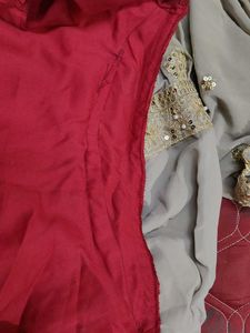 Maroon Kurta Set with Beige Palazzo