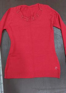 Red Ruffle Neck Sweater