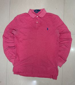 Pink Ralph Lauren Long Sleeve Polo Shirt.  chest 4