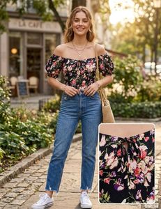 Chic Off-Shoulder Floral Tie-Front Top