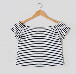 Striped Off-Shoulder Crop Top
