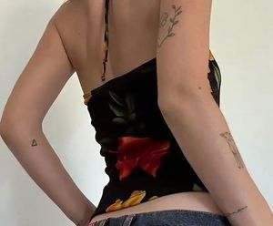 y2k Printed Halter Top, bust 32”