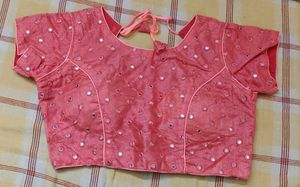 Beautiful Pink Mirror Work Blouse