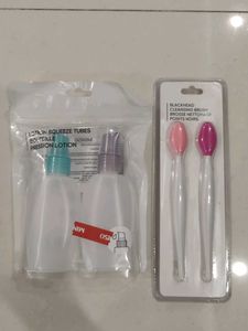 Travel Size Lotion Bottles & Cleansing Brush Set