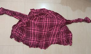 Pink &amp; Maroon Plaid Shirt