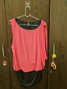 Chic Pink & Black Embellished Top