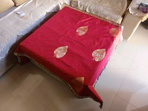 Orange &amp; Dark Coffee Colour Mix Silk Saree Blouse