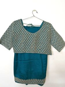 Elegant Teal Saree with Embellished Blouse