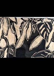 Elegant Black &amp; Beige Leaf Print 3 piece kurta set
