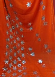 Vibrant Orange Embroidered Saree with blouse seque