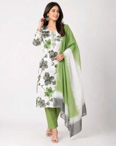 Floral Print Kurta Set with Dupatta