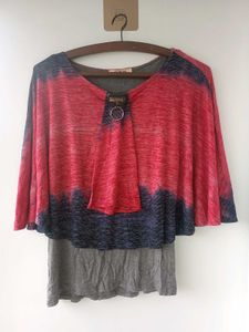 Layered Tie-Dye Top cape pink blue beachy