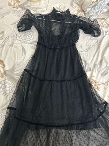 Sheer Black Polka Dot Dress