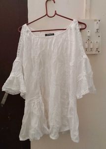 Bohemian White Cold Shoulder Top