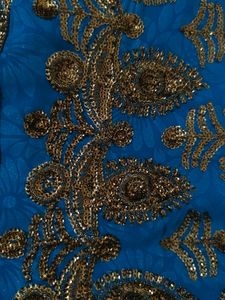 Peacock Blue Georgette Saree With Stitched Blouse