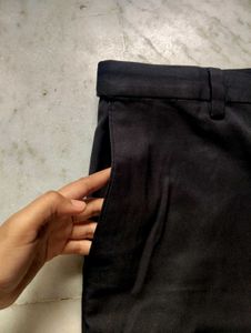 Black Straight-Leg Trousers with Drawstring