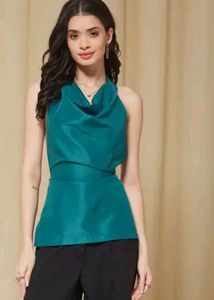Shein Sleeveless Halter Cowl Neck Backless Tie-Up