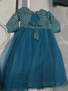 Teal Sequin Gown party wear for kids