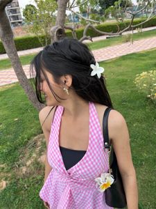 Pink Gingham Halter Top