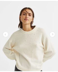 H&M Cream Pearl Embellished Sweater