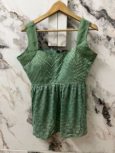 Green Sequined Ethnic sharara set