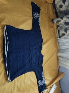 Embroidered Navy Blue Kurta