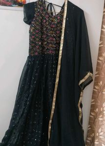 Black Embellished Anarkali Suit